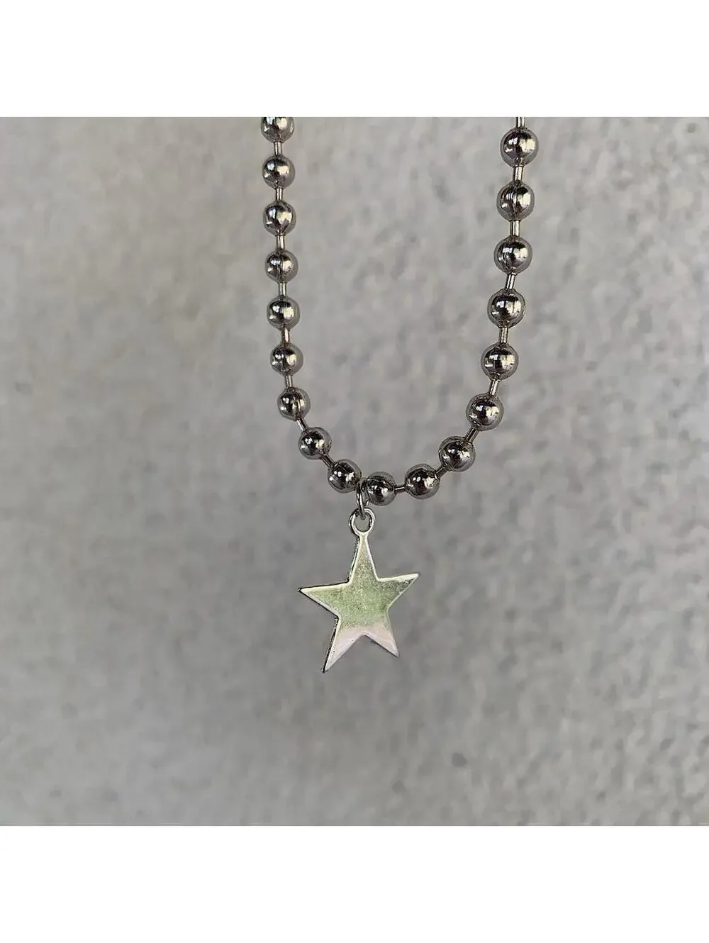 Steel Star Pendant y2k Cyber style choker necklace. Men’s women’s unisex. 17.5
